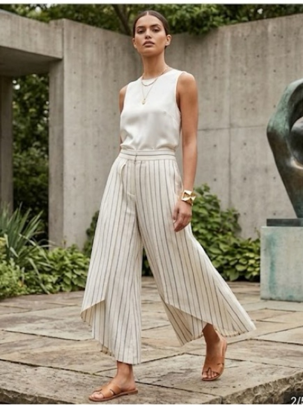 Alexis striped palazzo culotte pants